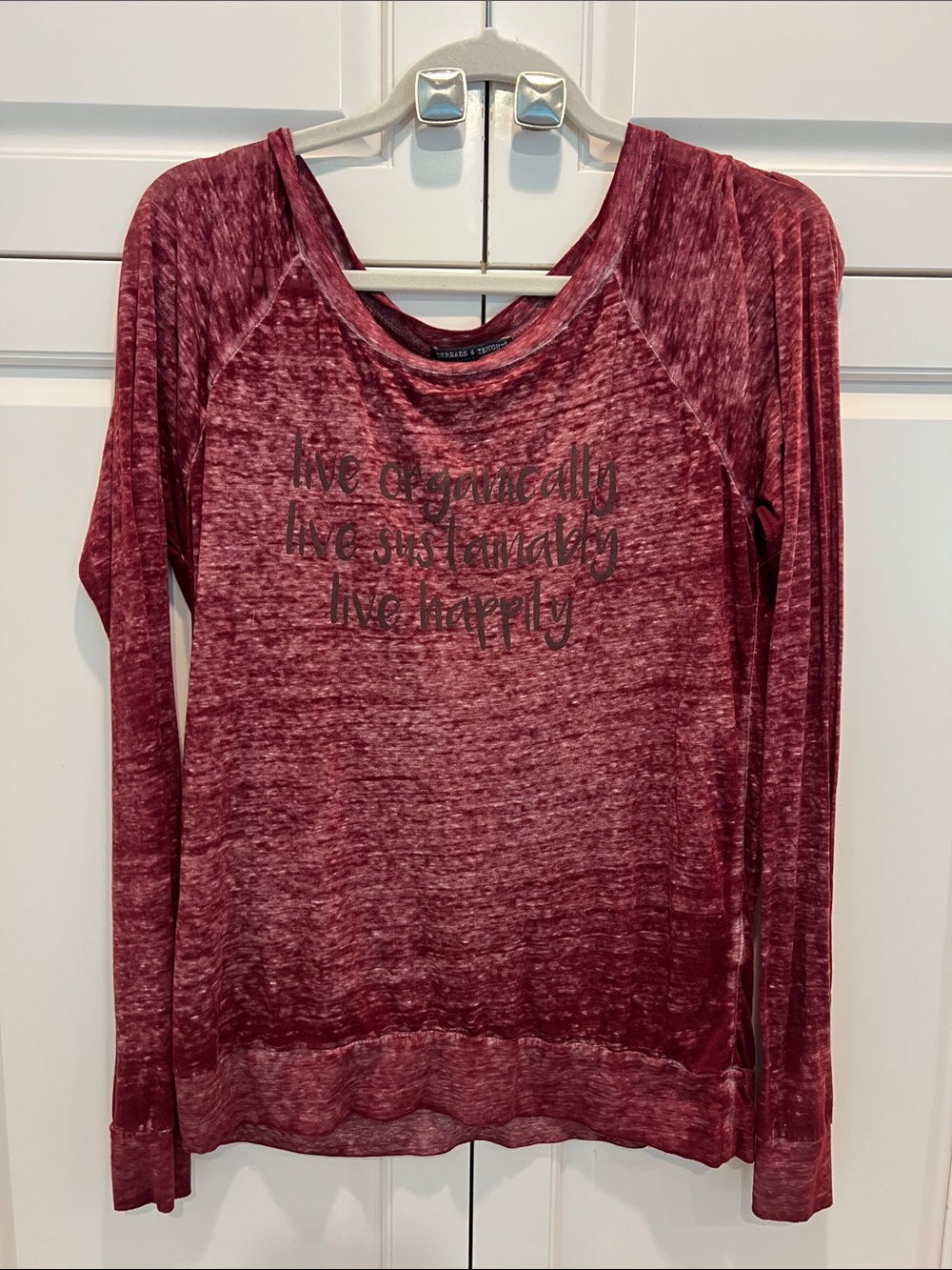 Threads 4 Thought Burnout Long-Sleeve Tee - Burgundy